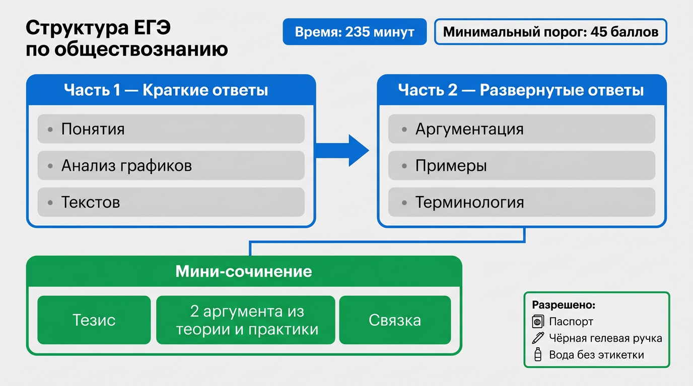 Структура ЕГЭ по обществознанию