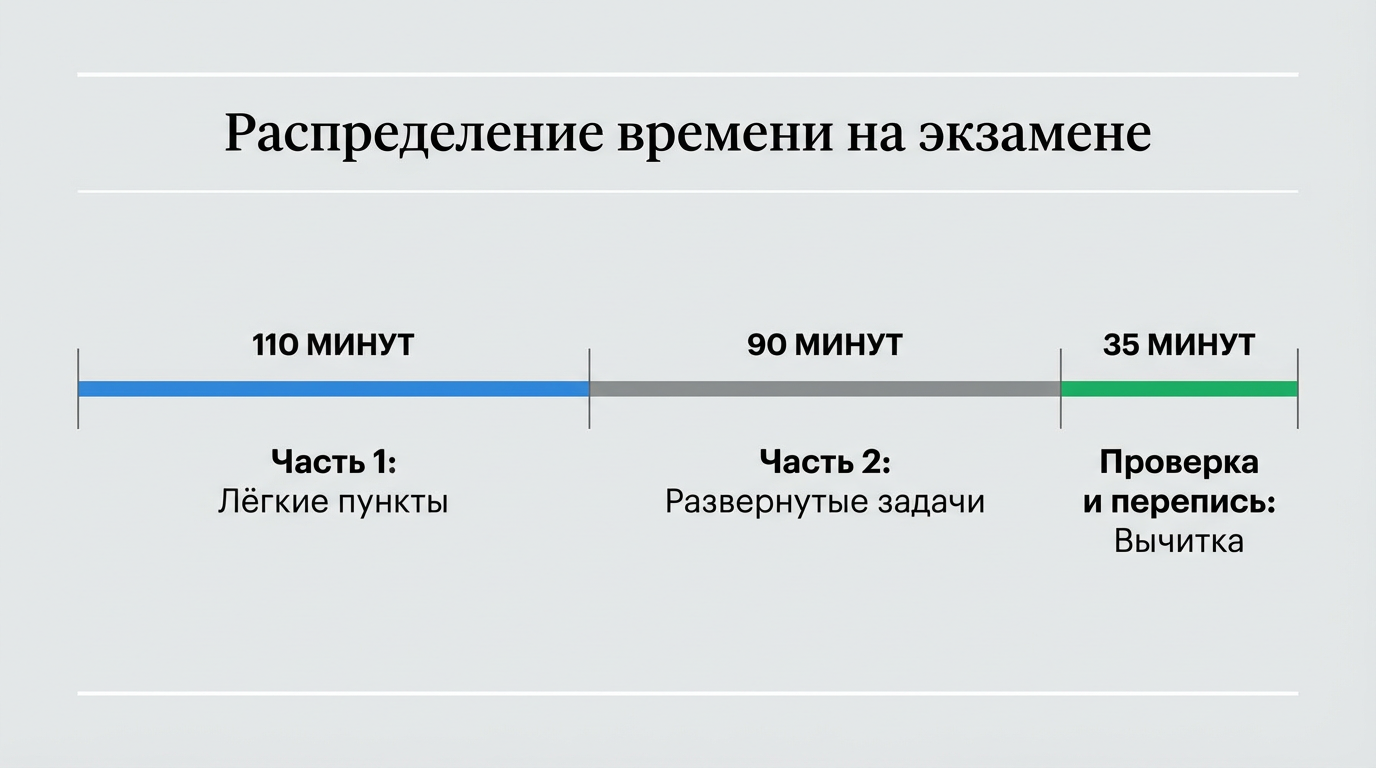 Распределение времени на экзамене